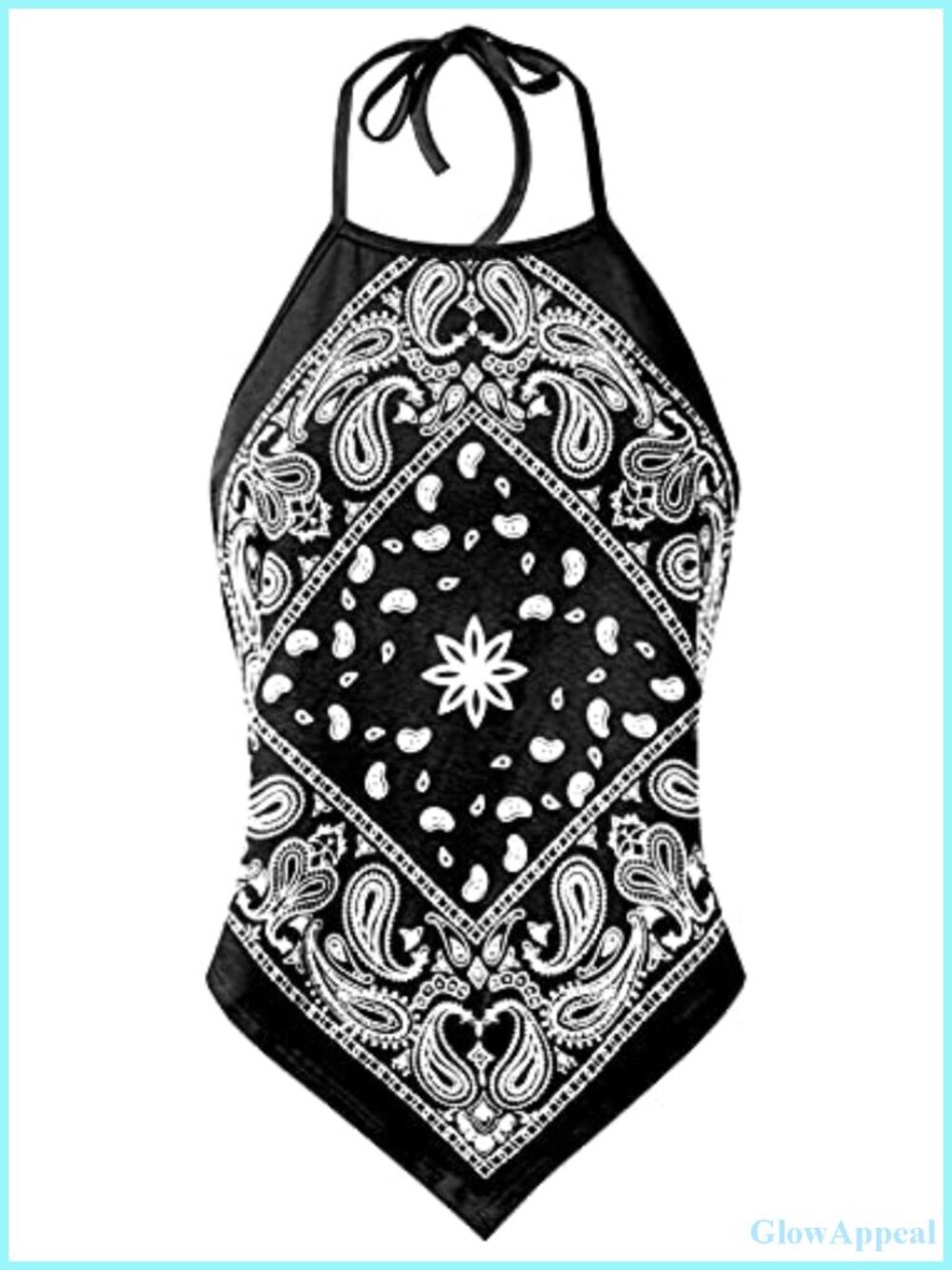 Cotton Blend Halter Crop Top Backless Tie Front Y2K